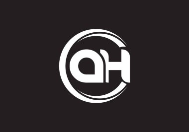 AH harfi logosu. Mektup logosu tasarım şablonu. Bu logo simgesi yaratıcı bir şekilde soyut şekilli anonim şirket.
