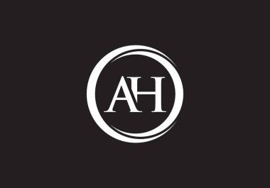 AH harfi logosu. Mektup logosu tasarım şablonu. Bu logo simgesi yaratıcı bir şekilde soyut şekilli anonim şirket.