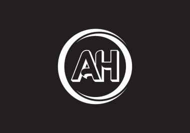 AH harfi logosu. Mektup logosu tasarım şablonu. Bu logo simgesi yaratıcı bir şekilde soyut şekilli anonim şirket.