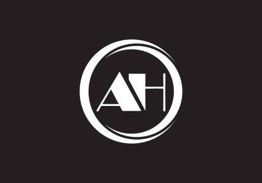 AH harfi logosu. Mektup logosu tasarım şablonu. Bu logo simgesi yaratıcı bir şekilde soyut şekilli anonim şirket.