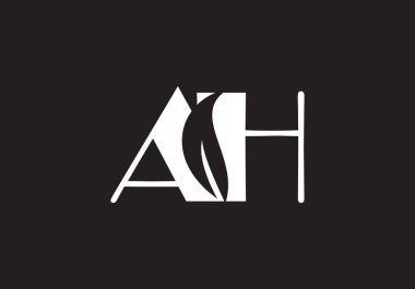 AH harfi logosu. Mektup logosu tasarım şablonu. Bu logo simgesi yaratıcı bir şekilde soyut şekilli anonim şirket.