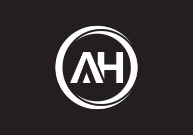 AH harfi logosu. Mektup logosu tasarım şablonu. Bu logo simgesi yaratıcı bir şekilde soyut şekilli anonim şirket.