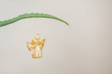 Aloe dalında saman Noel süsü. Eko kavramı.
