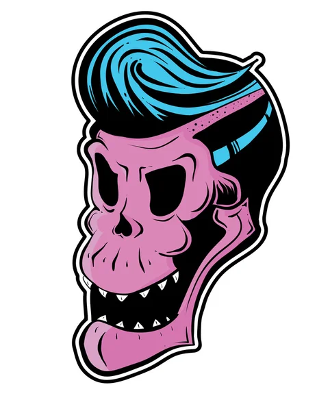 Pink rockabilly hipster smiling skull — Stock Vector