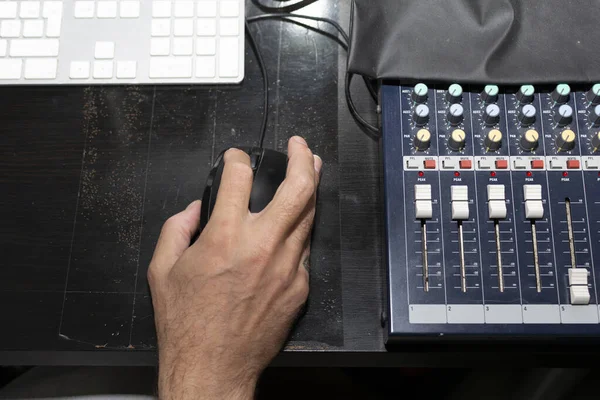 Male Model Creating Music His Home Studio — Stock Photo, Image