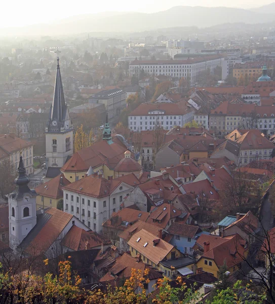 Cityscape Ljubljana, Castle hill göster — Stok fotoğraf