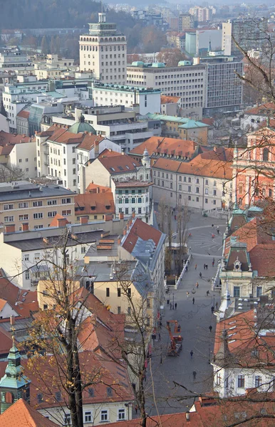 Paisagem urbana de Liubliana, vista da colina do Castelo — Fotografia de Stock