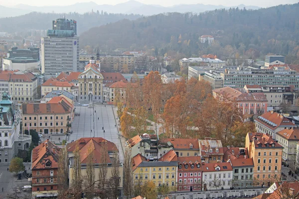 Stadsbilden i Ljubljana, Visa från Slottskullen — Stockfoto