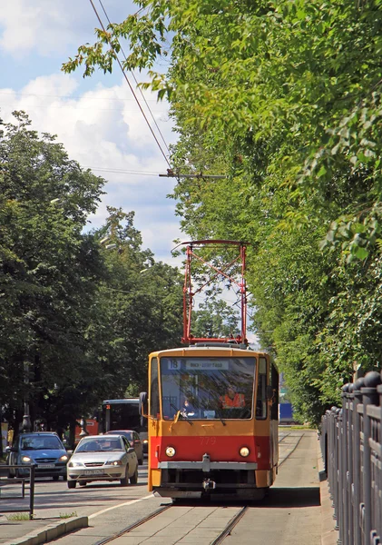 Ekaterinbourg Russie Juillet 2015 Conducteur Conduit Tramway Ekaterinbourg Russie — Photo