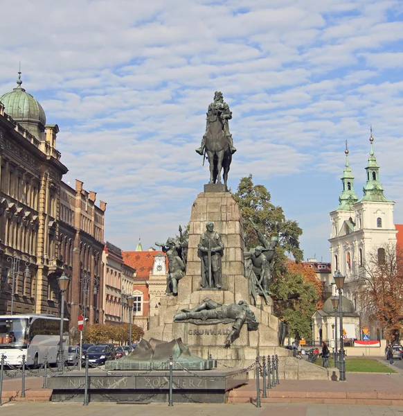 Bitva u Grunwaldu pomník v Krakow, Polsko — Stock fotografie