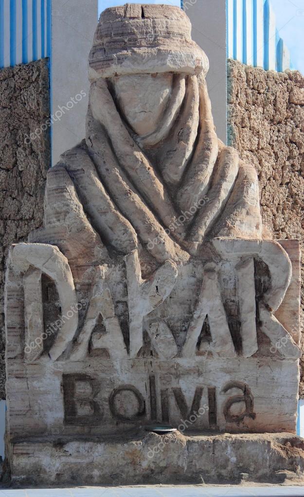 This monument placed on the central square of Uyuni, Bolivia because every year beginning with 2013 rally Dakar makes stop in this city. This sculpture placed in public place and in Bolivia the rule of freedom of panorama works