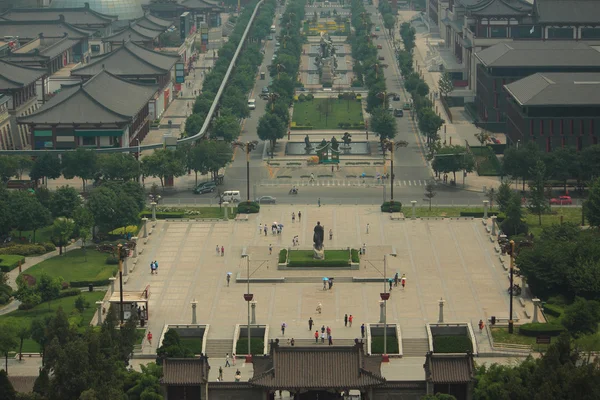 Visa på torget från stora Wild Goose Pagoda — Stockfoto