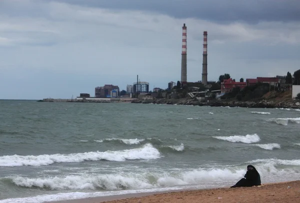 Пляж Махачкалы, республика Дагестан Лицензионные Стоковые Фото