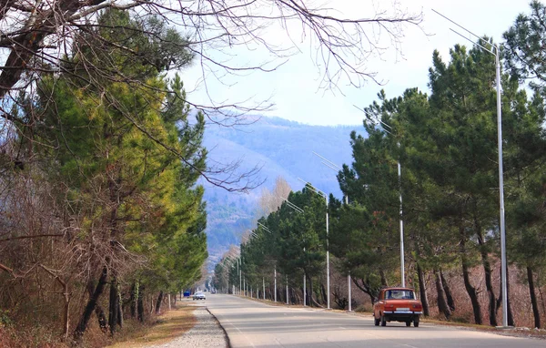 Rusya ile sınırı yakınlarında Abhazya'da yol — Stok fotoğraf