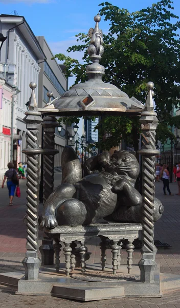 Monumento de Kazan Cat na rua pedonal — Fotografia de Stock