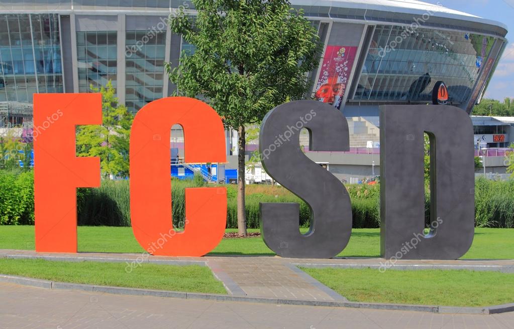 Donetsk, Ukraine - June 28, 2012 abbreviation FCSD near Donbass arena in Donetsk, Ukraine