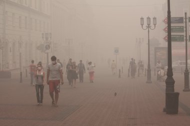 very strong smog in Nizhny Novgorod clipart