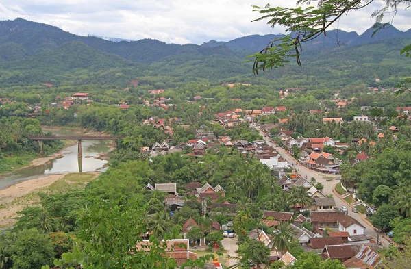 Nézd Phousi hegyről Luang Prabang térképén — Stock Fotó
