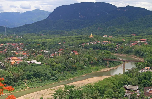 Nézd Phousi hegyről Luang Prabang térképén — Stock Fotó