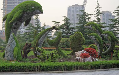 birkaç yunusların şeklinde dekoratif kompozisyon, Şanghay