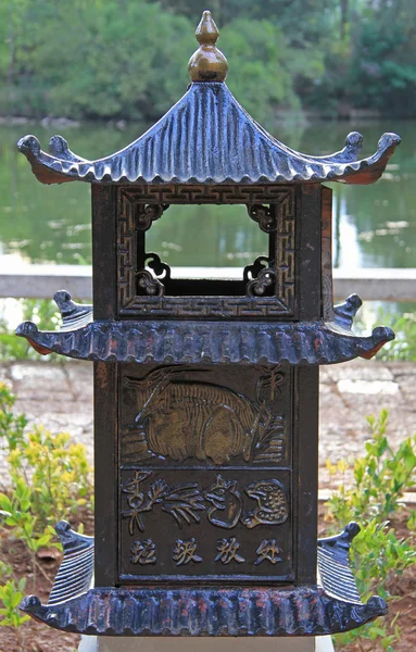 Metallic miniature of pagoda in park — Φωτογραφία Αρχείου