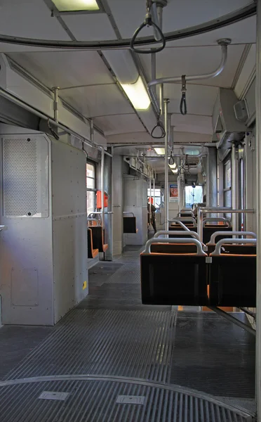 Passenger compartment of city tram in Milan — Stock Photo, Image