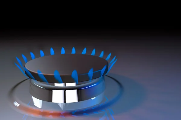 Gas blue flame kitchen cook fire butane 3d rendering — Stock Photo, Image