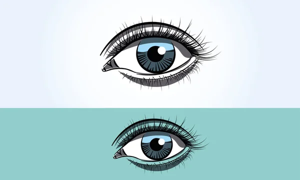 Realistic female blue eye close up wide open — Stock Vector