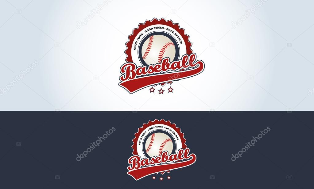 Red, white and blue, baseball logo sports bar illustration