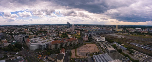 Leipzig, Panorama aerial view town city clouds — Stock Photo, Image