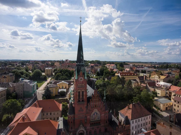 Kyrkan Bruederkirche Altenburg Tyskland marknaden — Stockfoto