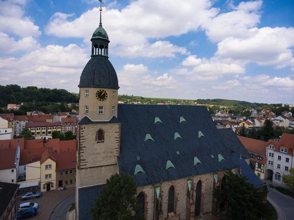 Flygfoto kyrkan St. Nicolai schmoelln Thüringen Tyskland — Stockfoto