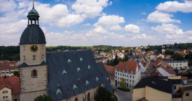 Hava görünümünü Kilisesi St. Nicolai schmoelln thuringia Almanya