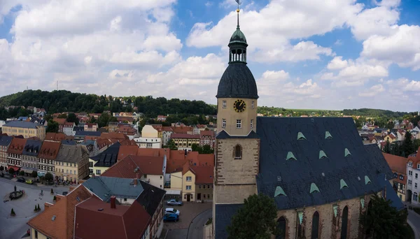 Vue aérienne église St. Nicolai schmoelln thuringe Allemagne — Photo