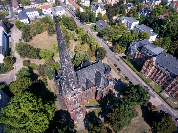 Widok z lotu ptaka Gera kościół miasto Johanniskirche — Zdjęcie stockowe