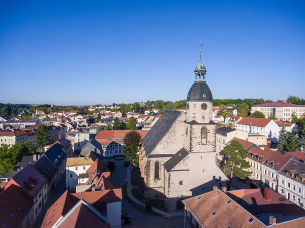 Vista aerea chiesa di San Nicolai schmoelln thuringia germania — Foto Stock