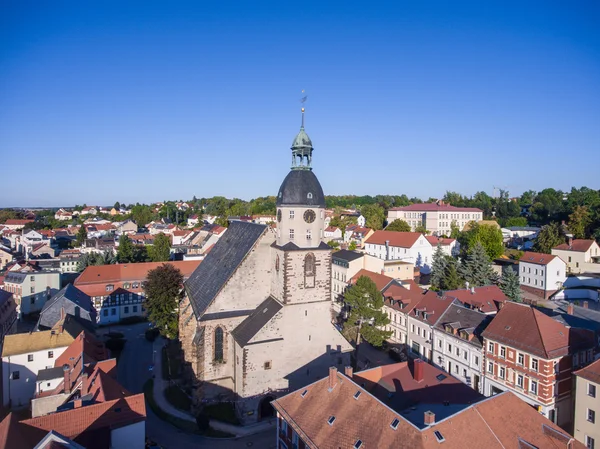 Vista aerea chiesa di San Nicolai schmoelln thuringia germania — Foto Stock