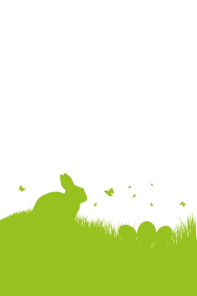 Pasqua Coniglietto Silhouette Pasquetta prato di carte — Vettoriale Stock