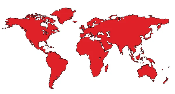Mapa del mundo Mapa del mundo Atlas rojo — Vector de stock