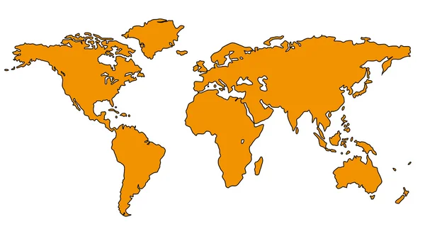 Mappa del Mondo Atlante arancione — Vettoriale Stock