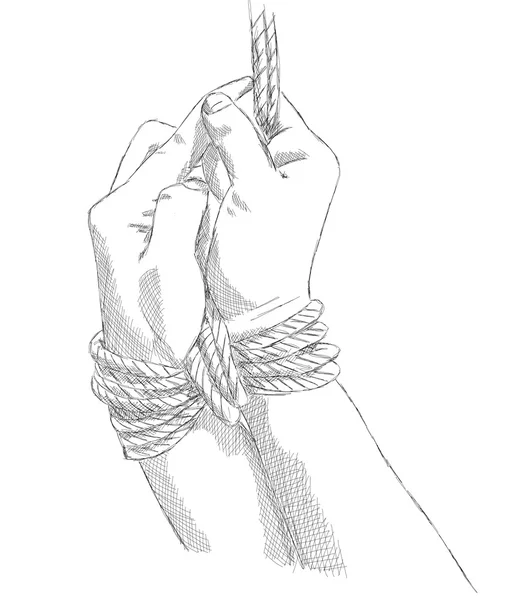 SM bdsmエロチックボンデージ手錠描画グラフィック — ストックベクタ