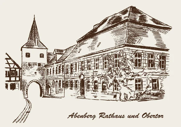 Rathaus und Obertorstadt Abenberg — Stockvektor