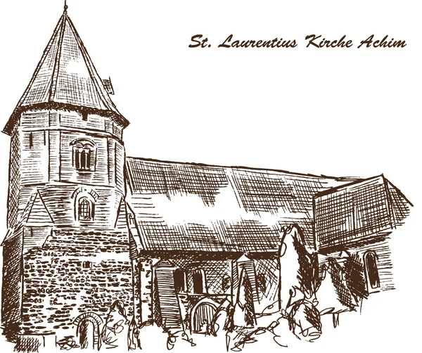 Kostel St. Laurentius Achim — Stockový vektor
