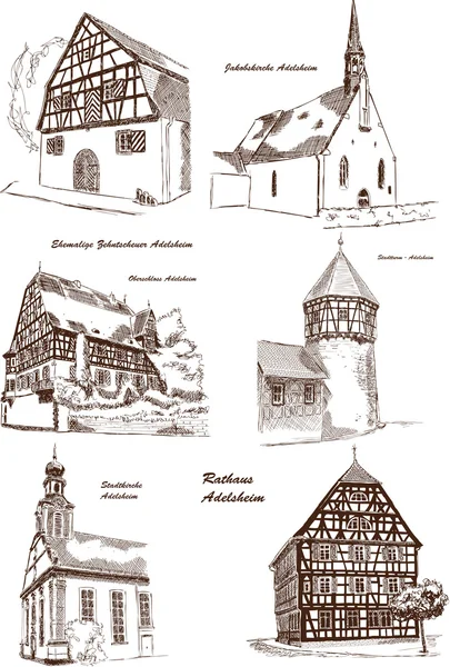 Adelsheim stadsgezichten stad — Stockvector