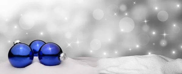 Fundo de Natal - Natal ornamento azul - Neve — Fotografia de Stock