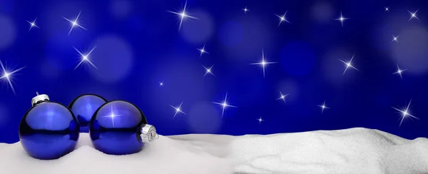 Christmas background - Christmas Ornament blue - Snow — Stock Photo, Image
