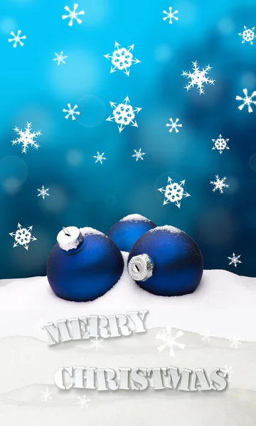 Fundo de Natal - Natal ornamento azul - Neve — Fotografia de Stock