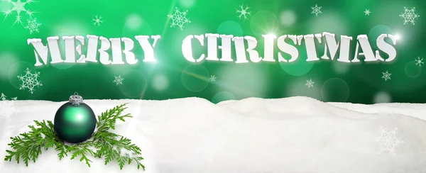 Noel arka plan - Noel süs yeşil - kar — Stok fotoğraf