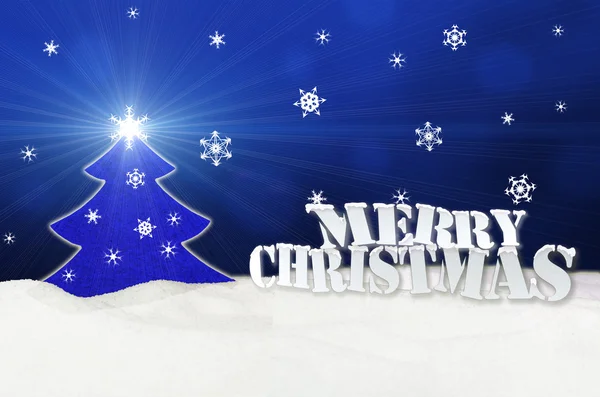 Sfondo di Natale - Albero di Natale blu - Neve - Buon Cristo — Foto Stock