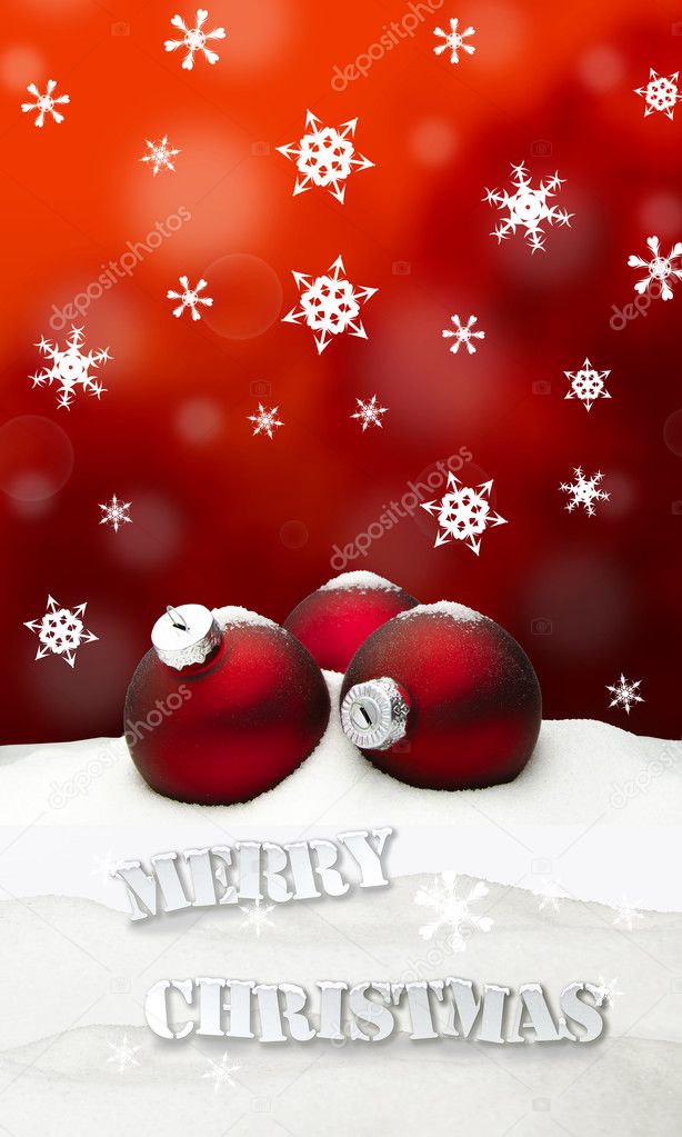 Christmas background - Christmas Ornament red - Snow